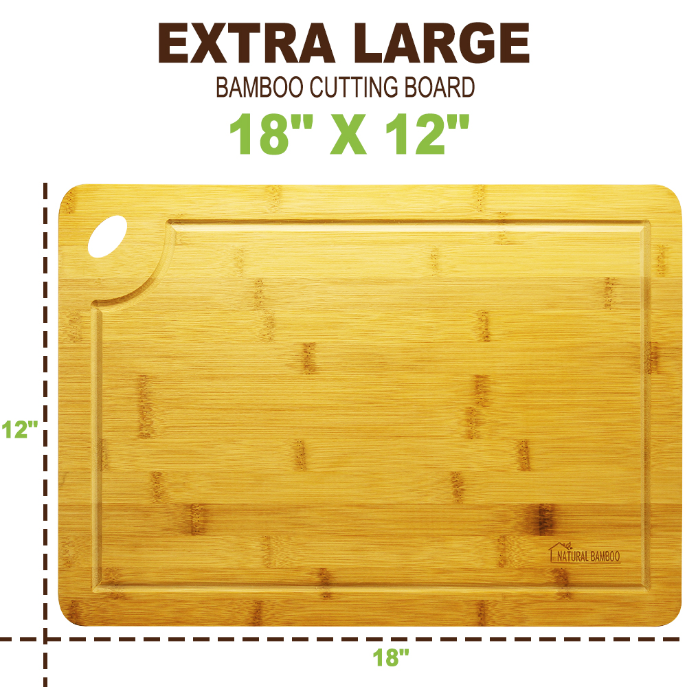 Lovin Product Professional Extra Large Bamboo Cutting Board; Juice Groove & Hand Grips/Healthy Organic/Thicker Boards/BPA-Free/Durable Chopping Board for Kitchen Cutting Board 18X12 Inch 