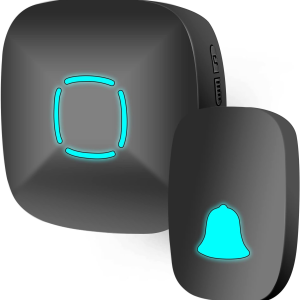 Doorbell, Lovin Product Waterproof Wireless Doorbell Chime Kit with 36 Chimes, Adjustable Volume; 1000feet Operating, with Sound LED Flash Door Bell for Home (1 Receiver x 1 Push Button) Black